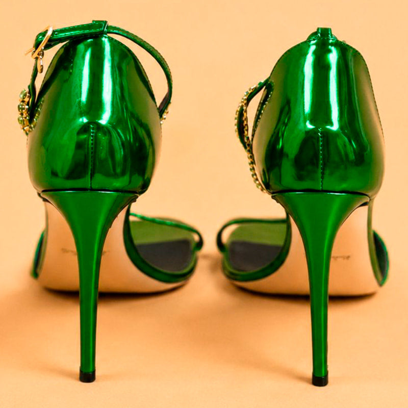 Cazabat Sandales Ora - cuir - vert - Talon : 10.5 cm