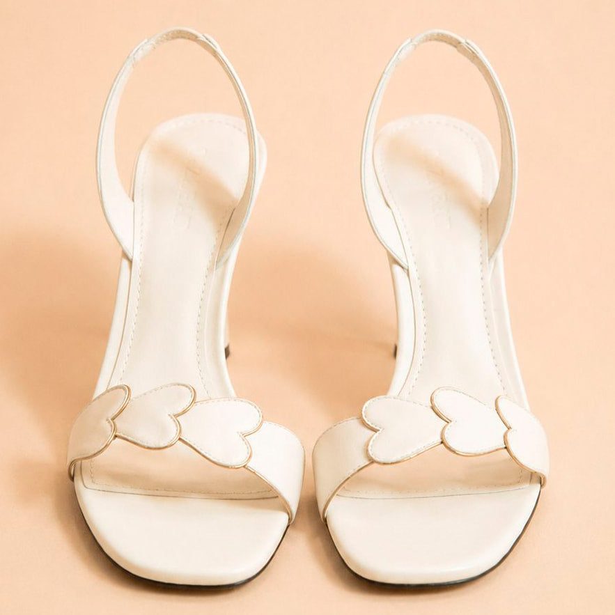 Cazabat Sandales Oriana - cuir - blanc cassé - Talon : 9 cm