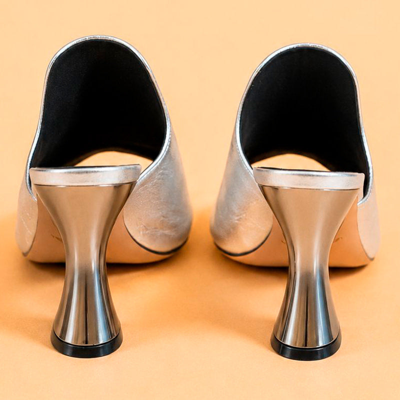 Cazabat Mules Sade - cuir - argenté - Talon : 9 cm
